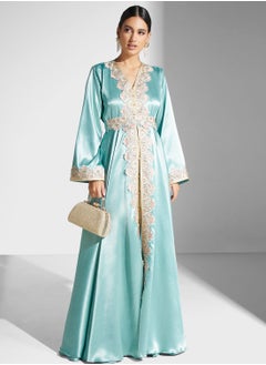 Buy Embellished Moroccan Belted Dress in UAE