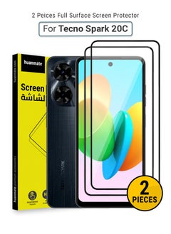 Buy 2 Pieces Tecno Spark 20C Screen Protector – Premium Edge to Edge Tempered Glass, High Transparency, Delicate Touch, Anti-Explosion, Smooth Arc Edges, Easy Installation in Saudi Arabia