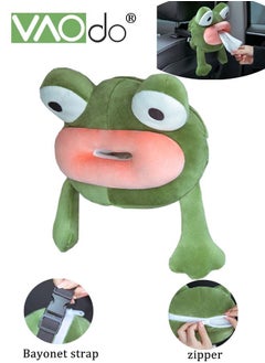 اشتري Cartoon Car Tissue Holder Hanging Plush Car Decoration Cute Frog Shape Smooth Out Paper Is Suitable for Most Paper Towels on The Market Seat Back Draw Tissue Box في السعودية