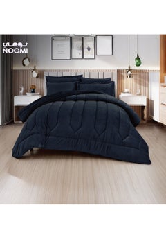 Buy HELEN 4 Pieces Winter Comforter Set One Velvet Side And One Side Fur Single Size 170x230 cm Dark Blue in Saudi Arabia