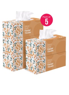 Buy Facial Tissue Box - 5 Packs of 200 Sheets - Contains 1000 Premium 2 Ply Tissues in UAE