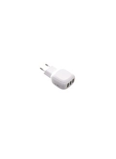 اشتري A3309 High Quality EU Plug Fast Travel Charger 3 USB Ports 17W With Lightning USB Cable - White في مصر