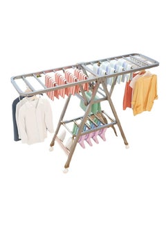Buy Foldable Clothes Drying Rack,3-Level Laundry Drying Rack, Free-Standing Drying Rack Clothes Dryer,Height-Adjustable Wings with Hooks in UAE