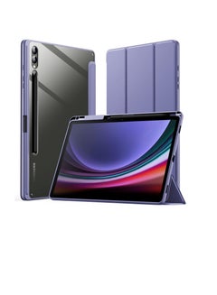 اشتري Hybrid Slim Case for Samsung Galaxy Tab S8/Tab S7 11 Inch (Model SM-X700/X706/T870/T875/T878) with S Pen Holder, Cover with Clear Transparent Back Shell, Auto Wake/Sleep (Lilac Purple) في مصر