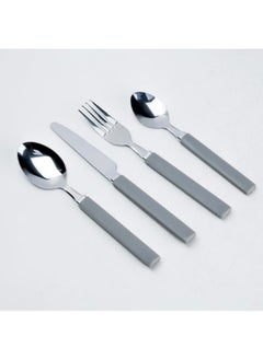 اشتري 19-Piece Cutlery Set In Round Plastic Pack - Dark Grey Stainless Steel Flatware في الامارات