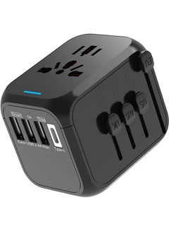 Buy Universal Travel Adapter, International Charger Power Adapter, Wall Charger AC Plug Adaptor with 3 USB And 1 Type-C for USA EU UK AUS. in Saudi Arabia