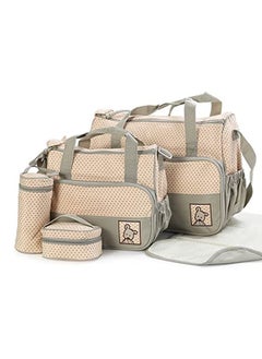 Buy 5-Piece Dotted Baby Diaper Bag Set Khaki in Saudi Arabia