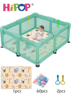 Buy Baby Playpen 150*180cm,with Climbing Mat and 60 Sea Balls,Indoor Play Game Fence in UAE