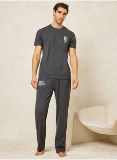 اشتري Tokyo Print Crew Neck T-Shirt & Open Hem Pyjama Set في السعودية