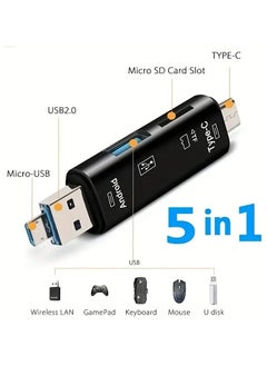 اشتري Type-c Mobile Phone Five-in-one OTG Card Reader Micro For Android OTG Card Reader TF Card U Disk Expander في الامارات