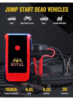 Buy High Quality Royal Car Jump Starter Battery Pack X5 12000 Mah Portable With 2 Usb/Dc 12V Led Light in UAE