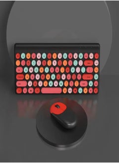 اشتري Wireless 86 Keys Keyboard 3 Keys Mice Colorful Multimedia Function Keys Battery Powered Plug And Play For Desktop PC Red & Black في الامارات