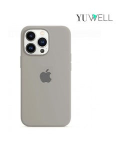 Buy iPhone 14 Pro Silicone Protective Case For iPhone 14 Pro 6.1inch Soft Liquid Gel Rubber Cover Shockproof Thin Cover Compatible For iPhone 14 Pro Mid Grey in UAE