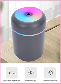 Buy Cool Mist Humidifier 300ml Mini Portable Humidifier with Multicolor LED Night Light, 2 Mist Mode and Auto Shut-Off Personal Desktop Humidifier for Home Office Nursery Super Quiet (Gray) in Saudi Arabia