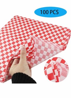 Buy 100 Sheets Disposable Greaseproof Paper Sheets Sandwich Wrap Paper for French Fries Burgers Cakes, Concession Stand, Carnival, Party, Cheese, Basket Liner, Fast Food, Deli Paper Sheets in Saudi Arabia