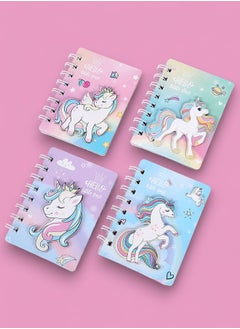 Buy 4 PCS Unicorn 3D Loose Leaf Notebook Set - Cute, Mini Spiral Notepad for Girls Ideal for School, Journals and Holiday Gifts Mini Cute Notebook in UAE