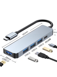 Buy USB C Hub with 100W PD Charging, 4 USB ports, USB Hub 3.0 5Gbps Data Transfer Ports, Compatible for MacBook Pro/Air 2023 M2/M1, iPad Pro/Air, HP, Dell, ASUS, Lenovo, etc in Saudi Arabia