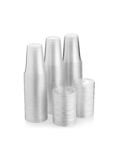 Buy Juice Cup With Lid 16 Ounce Clear Strong Disposable Ideal For Iced Coffee Smoothies Bubble Boba Tea Milkshakes Frozen Cocktails Water Sodas Juices Snacks Dessert and More 50 Pieces in UAE