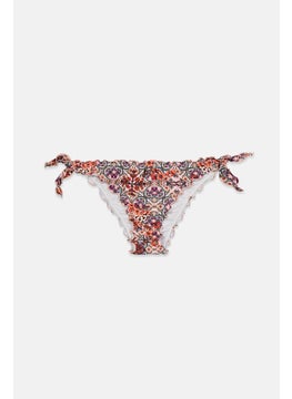 Buy Women Floral Print Bikini Bottom, Orange Combo in Saudi Arabia