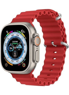 اشتري Silicone Hole Wavy Strap Compatible with Apple watch series 8 Ultra (44/45/49mm) | 8 Ultra | 7 | 6 | 5 | 4 | 3 | SE  RED في مصر