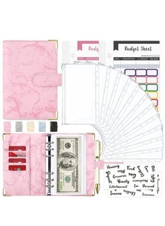 اشتري Budget Binder, Cash Envelopes for Budgeting, Money Organizer for Cash, 12Pcs Budget Binder with Cash Envelopes, Marble 6-Ring Money Saving Binder(Marble-Pink) في الامارات