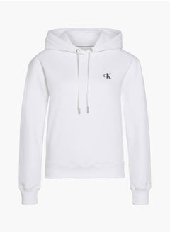 Buy Women's Ck Embroidery Hoodie - Cotton Blend, White in UAE