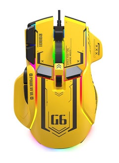 Buy New Wired Mouse Macro Programming Gaming Mouse Ergonomic RGB Mechanical Mice 128000 DPI Backlight Computer Gamer Mouse for Laptop PC Desktop (Yellow) in Saudi Arabia