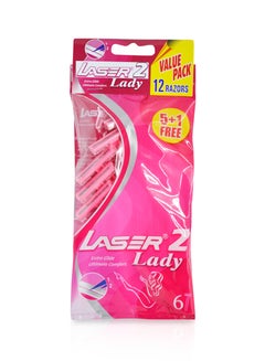 Buy 6 Pieces 2 Lady Twin Blade Disposable Shaving Razor For Women in UAE