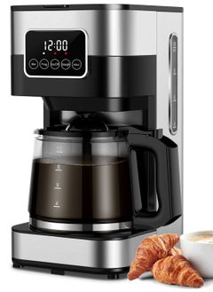 اشتري 10 Cup Programmable Coffee Maker 2.0, Drip Coffee Machine with Touch Screen, Glass Carafe, Reusable Filter, Warming Plate, Regular & Strong Brew for Home and Office, Stainless Steel في السعودية