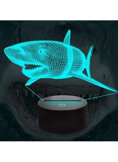 اشتري Multicolour 3D Shark Night Light16 Colors Remote Control LED Lamp Room Home Decor Xmas Birthday Gifts for Child Sea World Animal Lover في الامارات