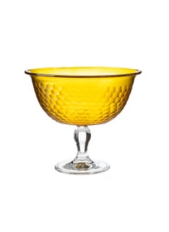 Buy Crystal plate honey color with a base for sweets and fruits and multiuse 26 cm wide 23 cm high Depth 13 cm in Saudi Arabia