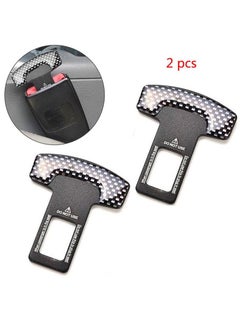Buy Car Safety Seat Belt Buckle Alarm Stopper Silencer Clip Clamp Carbon Fiber Universal (2 Pcs) in UAE