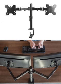Buy Dual Monitor Stand Double Articulating Arm Desk Mount Adjustable Dual Monitor Arm in Saudi Arabia
