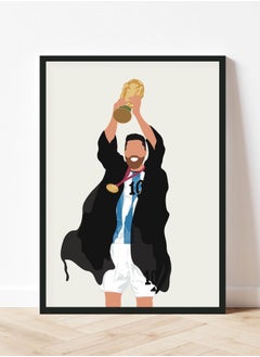 Buy Lionel Messi Argentina  with Arabic Bisht Poster with Frame 30x40cm in UAE