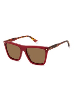 اشتري Women's Polarized Rectangular Shape Acetate Sunglasses PLD 4164/S/X GOLD 45 - Lens Size: 44.6 Mm - Burgundy في السعودية