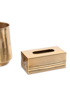 Buy Nile Tissue Box, Gold - 25x13 cm in UAE