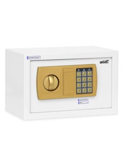 اشتري Safe Box with Digital Pin Code and Key Lock for Home Office Money Jewelry Passport Safety (20x31x20cm) White في الامارات