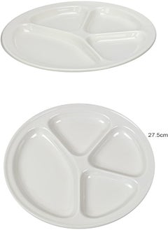 Buy Ceramic Divider Plate 4 Portion Compartments 10.8" Inch, Whiteware Ceramics Round Division Plates Lunch Breakfast Food Serving Tray Snack Dish 4 Parts Elegant Salad Dishes Platter in UAE