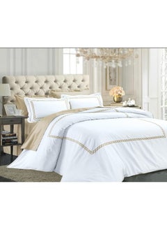 Buy Somer Field - 100% Cotton Satin 230 TC - 06 Piece Embroideried Bedding Comforter - Quilted Emroideried Comforter/Duvet - White in UAE