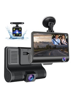 Buy 3 Channels Dash Cam Front and Rear Inside, 4-Inch 1080P Dash Camera for Cars, Three Way Car Camera with IR Night Vision, Loop Recording, G-Sensor, 24H Parking Monitor in UAE