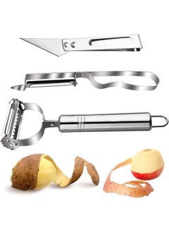 Buy Potato Vegetable Peeler, 3 Piece Peeler for Kitchen Set Including Y & I Shaped Vegetable Peeler with Julienne Slicer and Swivel Peeler, Stainless Steel Kitchen Tool Kit for Fruit Chicken in UAE