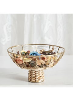 Buy Wicker Metal And Cane Decorative Bowl 20 x 10 x 20 cm in UAE