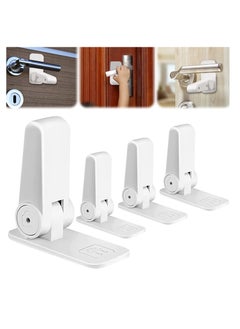 Buy Lock Handle 4 Pieces Safety Locks For Children And Pets, Door And Window Lock With Vhb Sticker, Child Safety Lock, No Tools Or Drills Required White in UAE