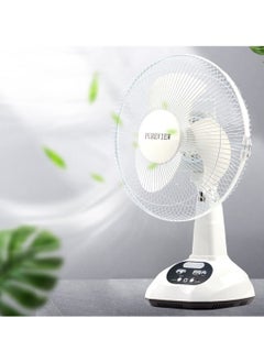 Buy 12 Inch Table Fan, Multifunctional High Speed Electric Solar Table Fan With Usb And Led Light White in Saudi Arabia