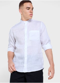 اشتري Linen Regular Fit Stand Collar Shirt في الامارات