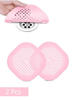 Buy 2 Pack Drain Hair Catcher Durable Silicone Drain Protector Hair Stopper with Suction Cup for Shower Kitchen Bathroom（Pink） in Saudi Arabia