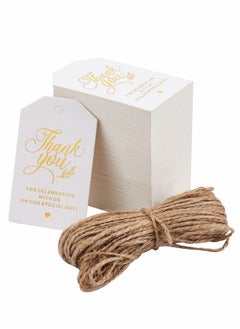 اشتري Thank You Gift Tags Gold Foil Paper Gift Tags, 100 Pcs with 10m Natural Jute Twine for Wedding Favors في الامارات