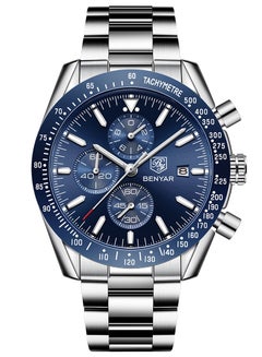 Buy Quartz Men's Watches Waterproof Sports Chronograph Wrist Watch for Men with Steel Bracelet Auto Date 45mm in UAE