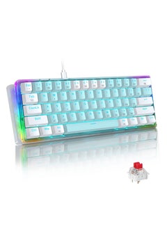 اشتري Z-11T Mechanical Keyboard,Red Switches Mechanical Gaming Keyboard with RGB Backlight,61 Keys Wired Computer Keyboard for Windows, Mac OS-Blue White في السعودية