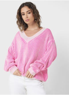 Buy V Neck Drop Sleeve Sweater in UAE